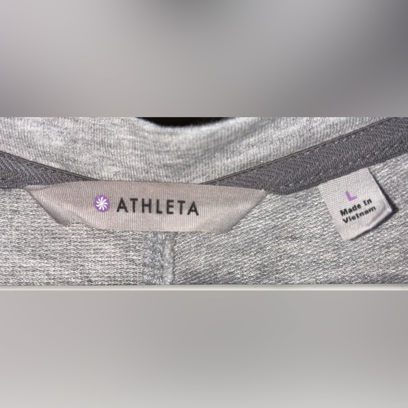 Athleta Enchanted Women’s L grey v-neck sweatshirt dress with zipper pockets - Picture 2 of 12